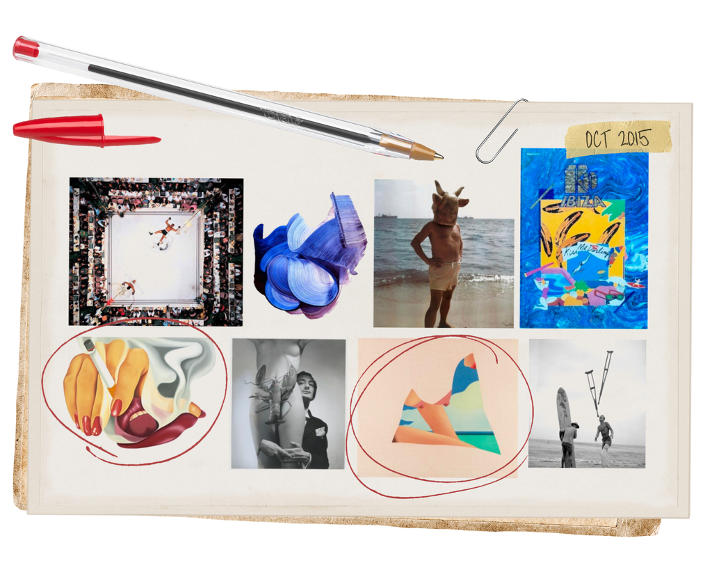 Collage of mood board with two wesselman images circled in red