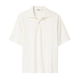 White short-sleeve polo on a white background