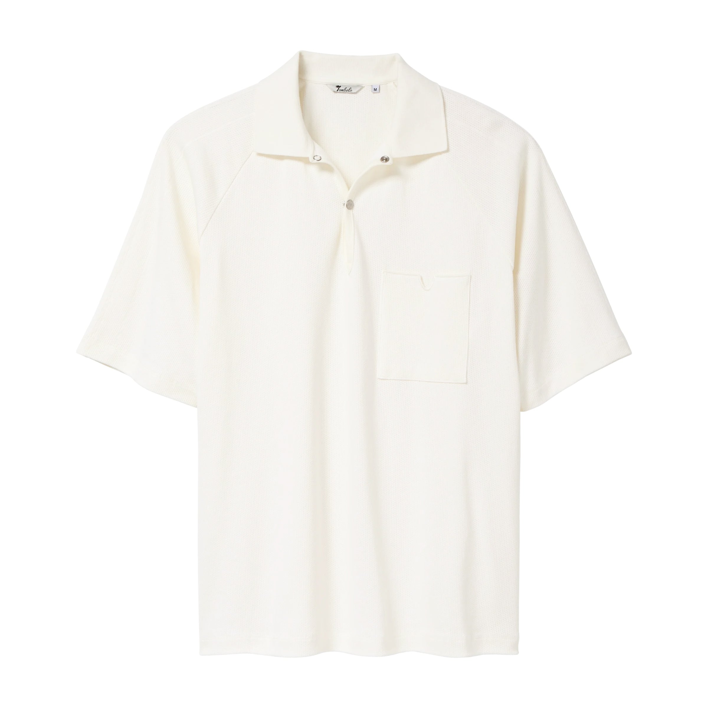 White short-sleeve polo on a white background
