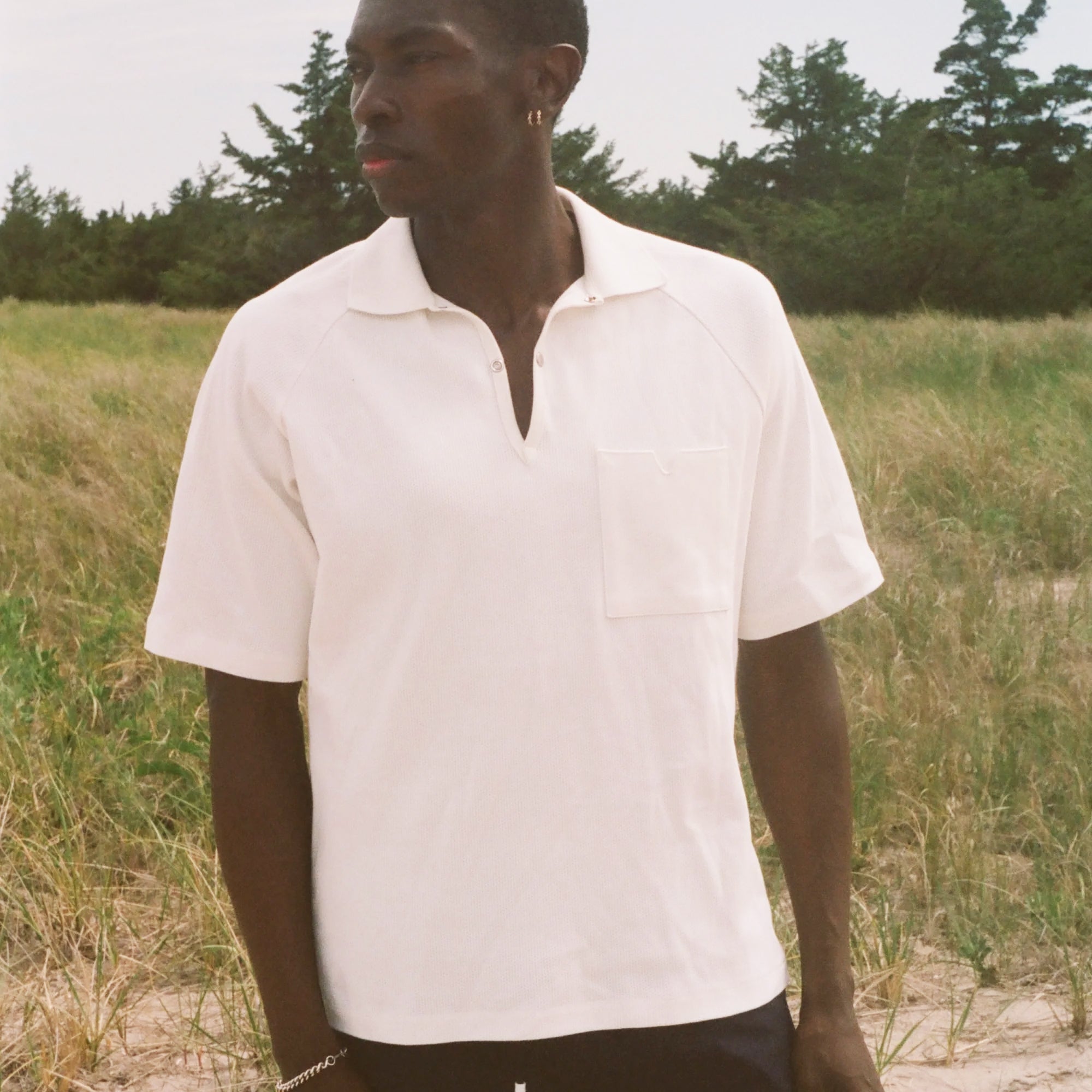 Raglan Mesh Polo (White)