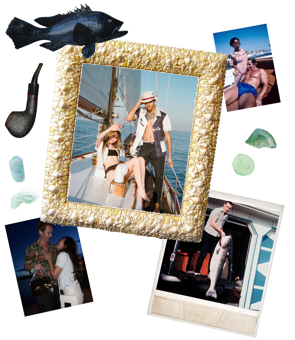 collage of Tombolo worn on the ocean