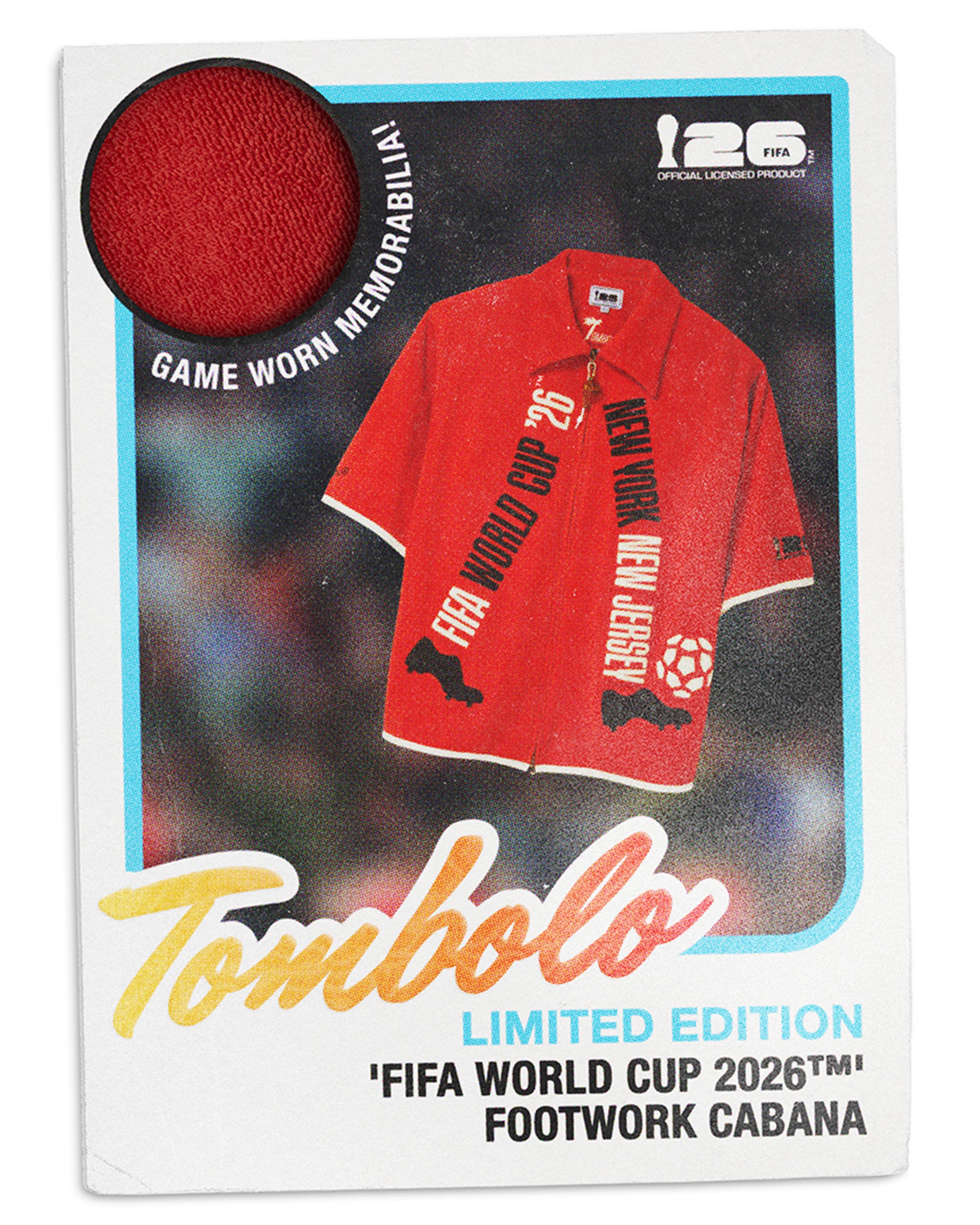 Tombolo FIFA World Cup 2026 limited edition memorabilia card with red shirt and text