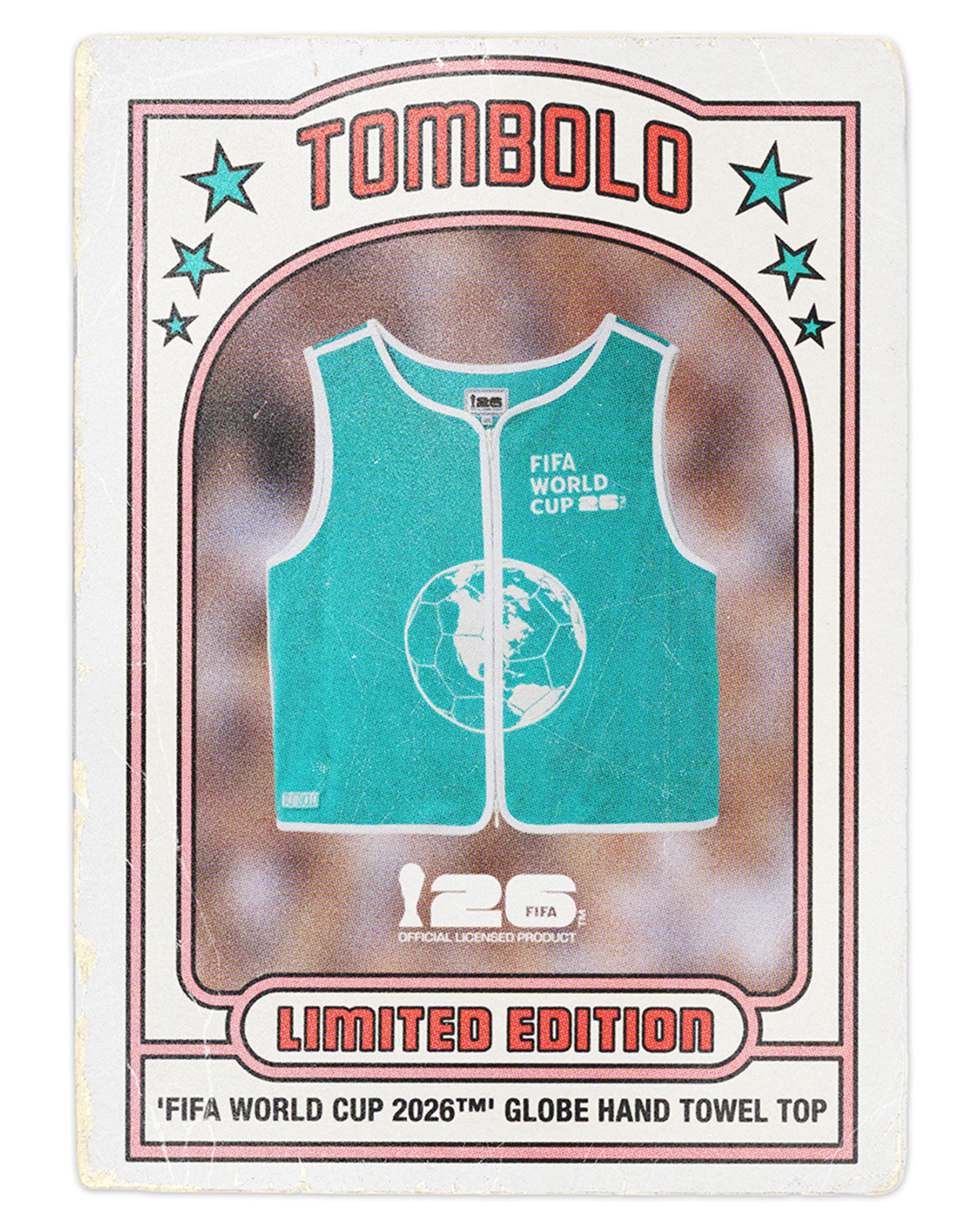 Tombolo FIFA World Cup 2026 limited edition globe hand towel top packaging