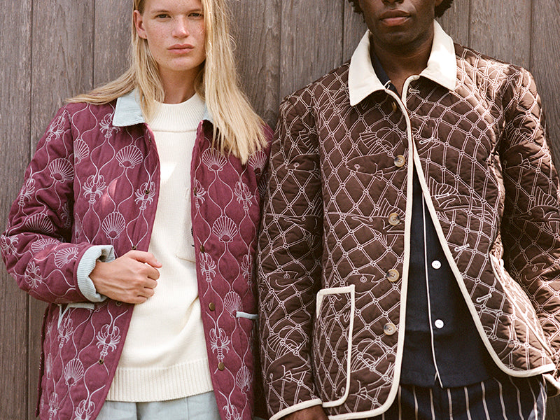 Quilts showing man and woman wearing Tombolo quilted jackets