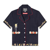 'Vongole!' Cabana ~ Crop Cut (Navy)