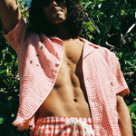 upward shot of man with unbuttoned shirt
