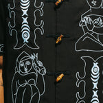close up of jet black shirt