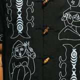 close up of jet black shirt