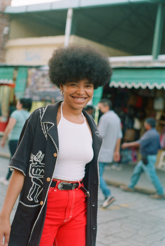 woman smiles at camera