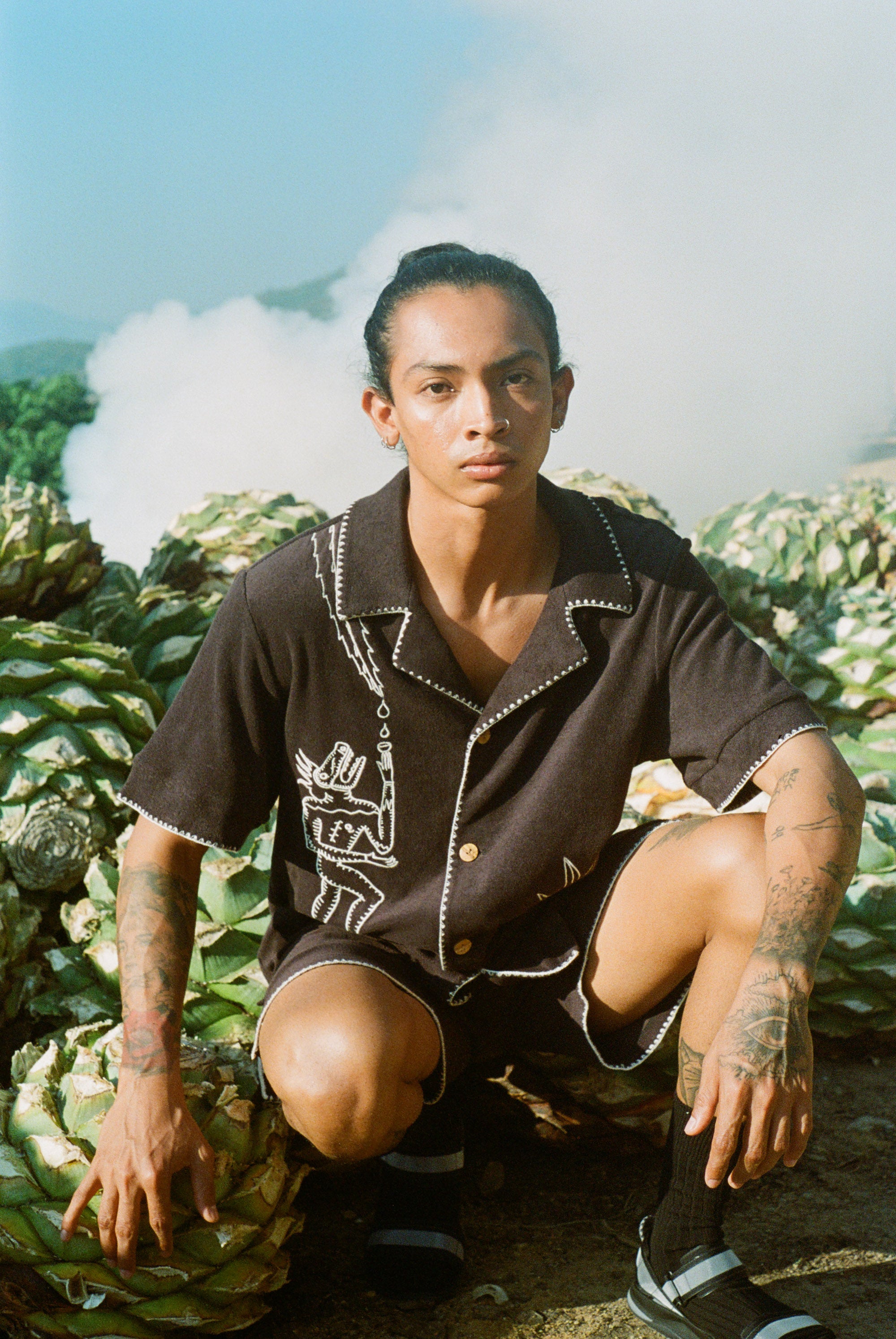 sleek and stylish stitching on this organic cotton terry cloth cabana set from Tombolo