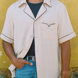 male model wearing his cabrisa with one button buttoned
