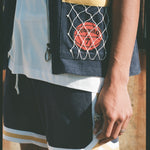 close up of basketball motif