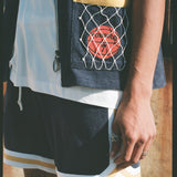 close up of basketball motif