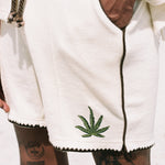 close up of hand in pocket of shorts