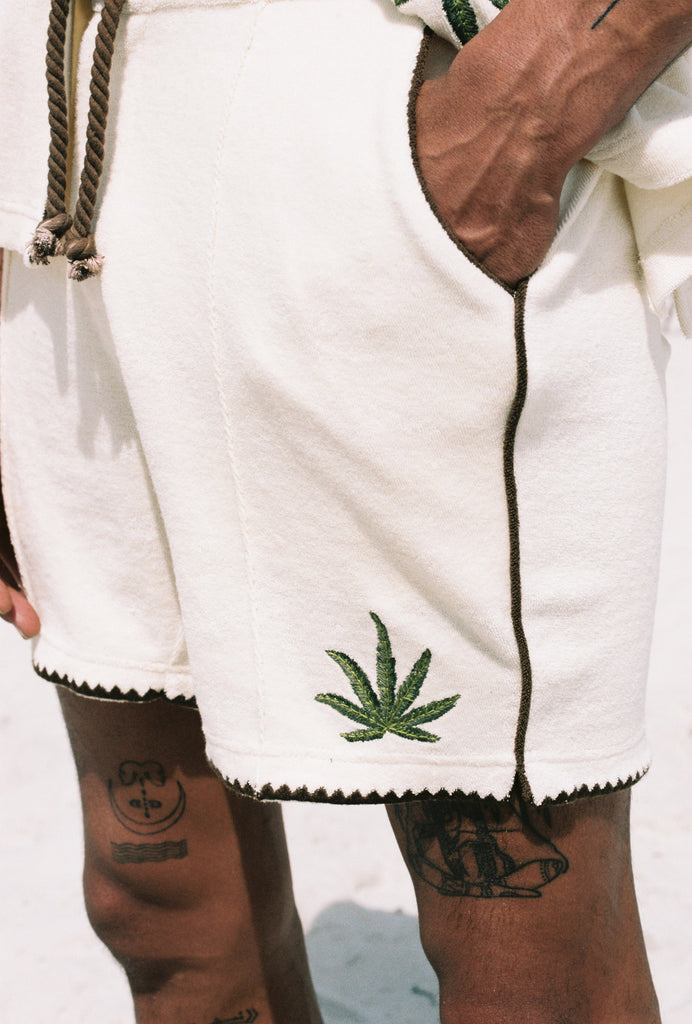 close up of hand in pocket of shorts