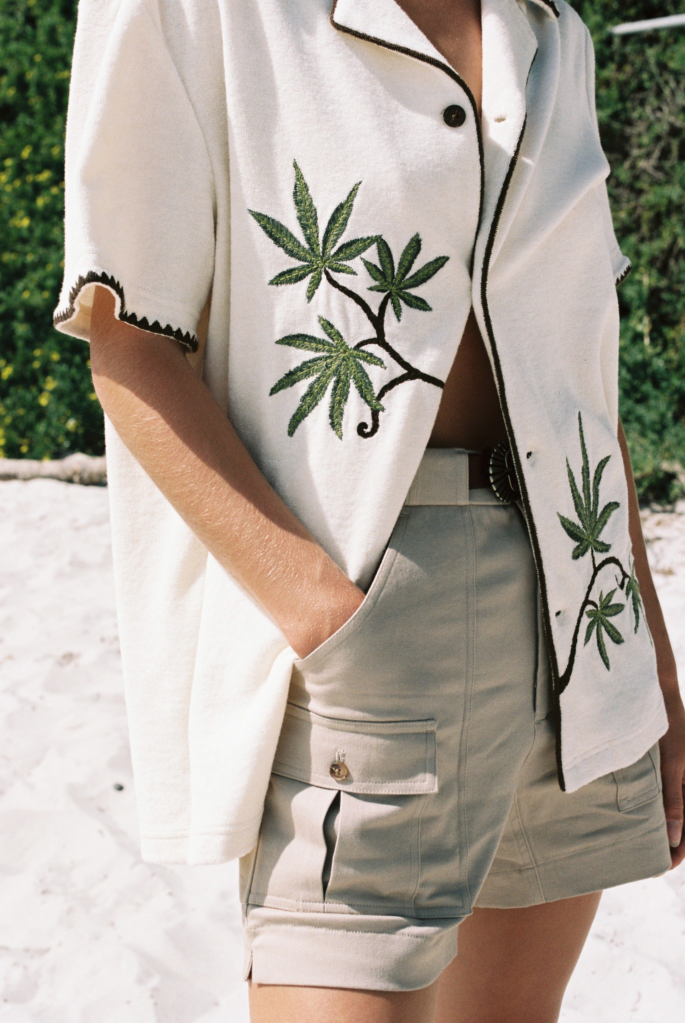 close up of shirt with one button closed