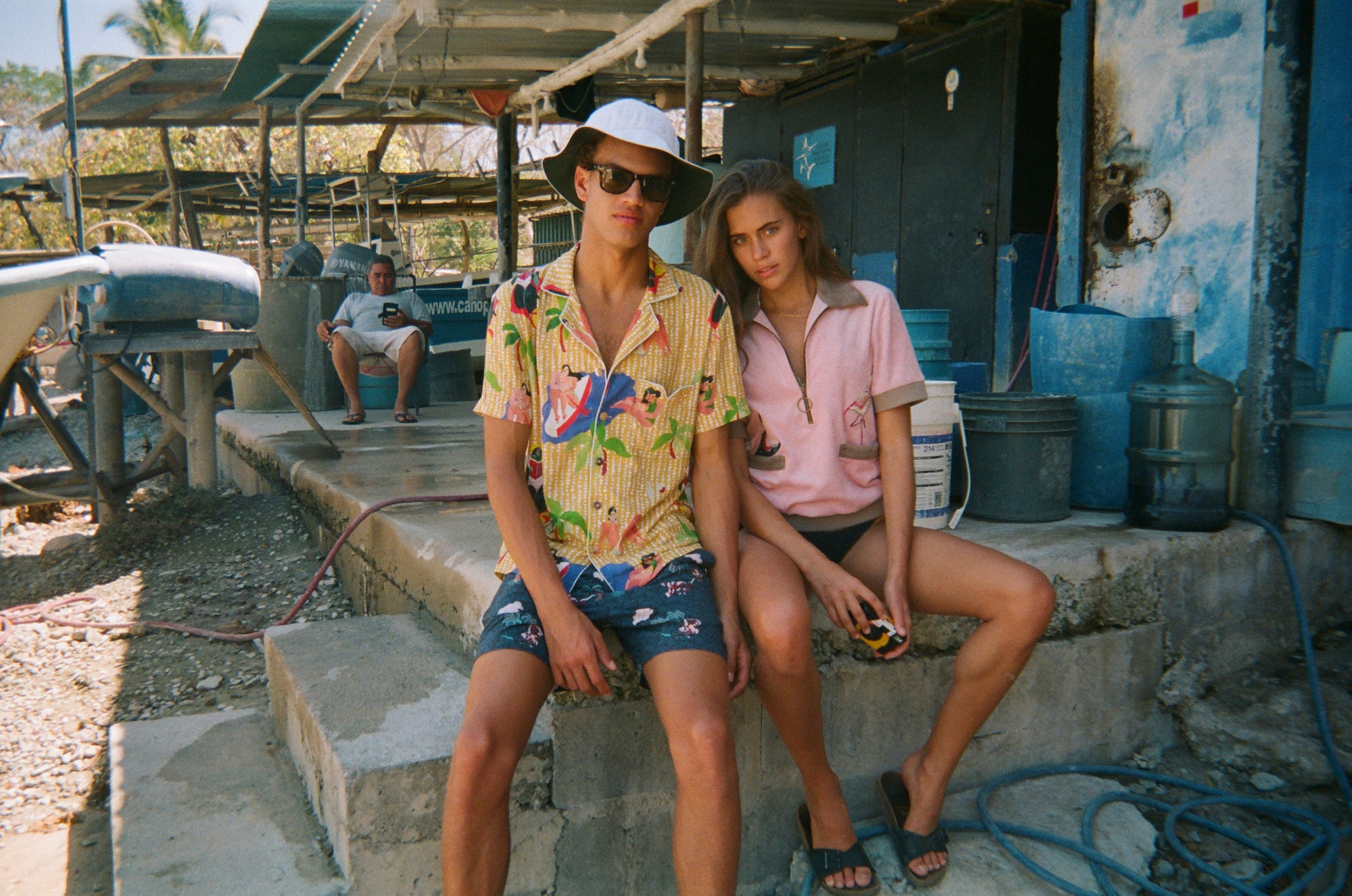 perfect for a beach outing this playful terry cloth caban shirt exudes a whimsical nostalgia