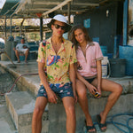 perfect for a beach outing this playful terry cloth caban shirt exudes a whimsical nostalgia