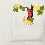 Close up of crab claw embroidered on shirt pocket