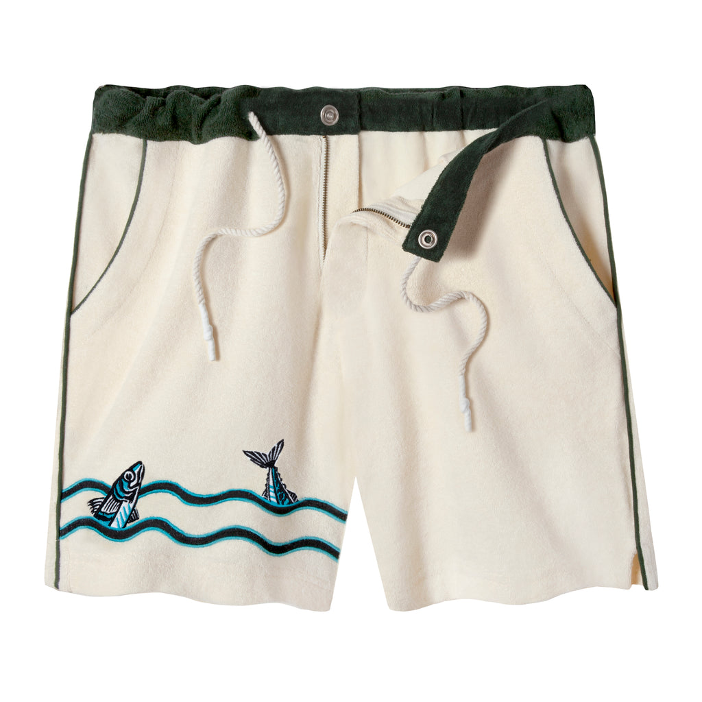 Angler shorts unbuttoned and unzipped