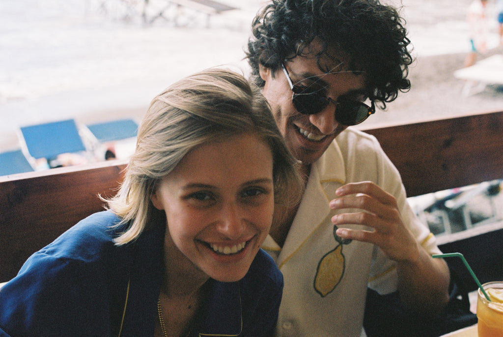 Man and woman laughing