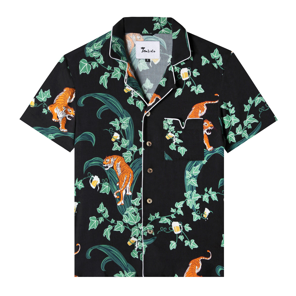 Tombolo's Crouching Tiger, Hidden Beverage in Black. Orange Tigers, Black Shirt, White piping. Limited supply! 