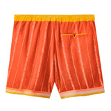 flat lay product photo of back of shorts showing v pocket