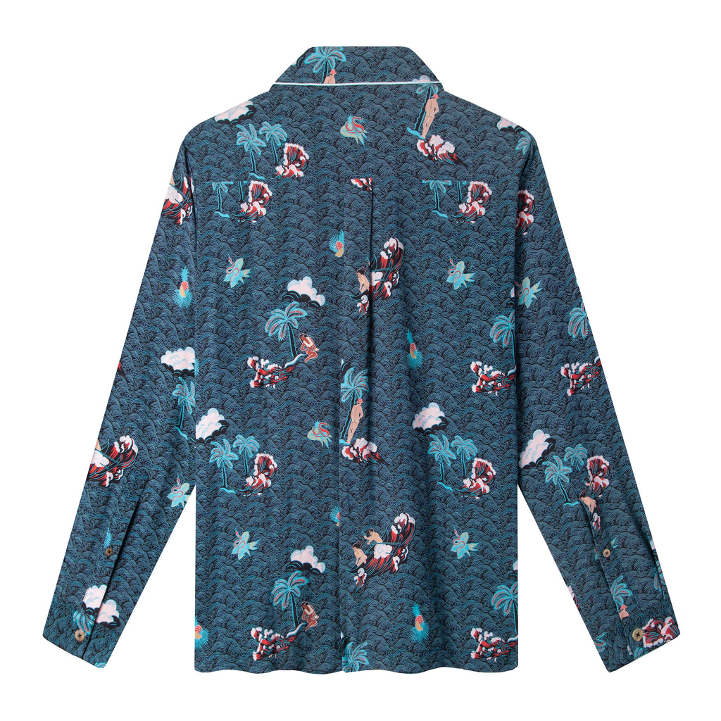 Back view of shirt with box drop panel