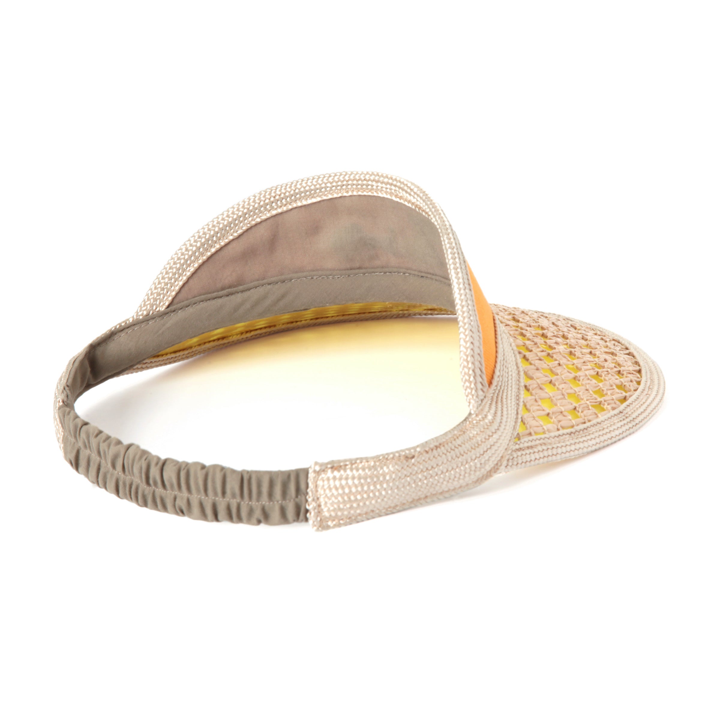 Back view of visor showing gray inner fabric