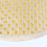 Close up of weave over top the yellow plastic brim