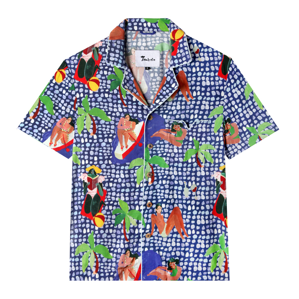 Ana Leovy x Tombolo (Blue) (Short-Sleeve Hawaiian Shirt) – Tombolo Company