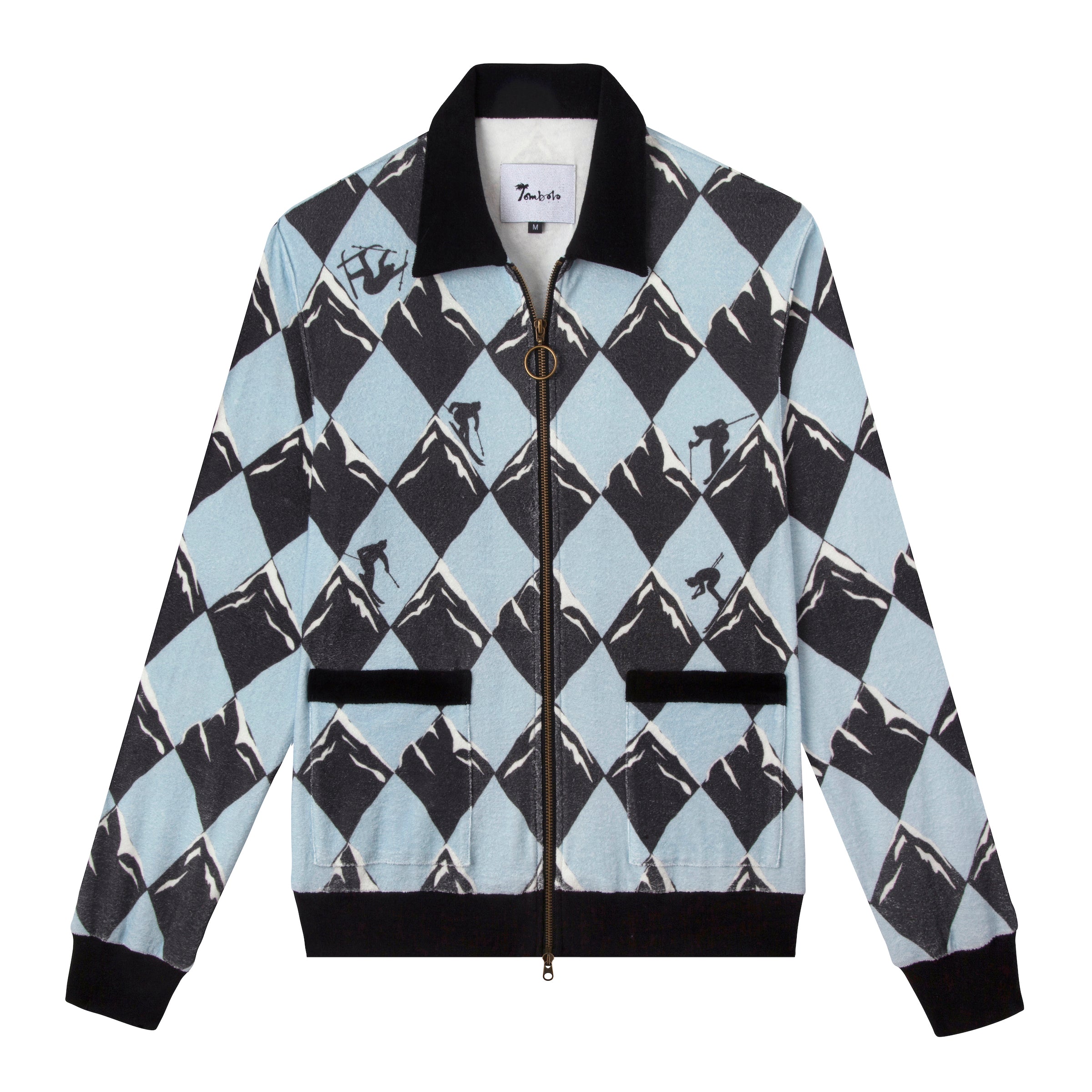 Front lay flat product photo of black diamond cabana with black detailing and ring zipper