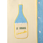 Close up of blue and yellow limoncello pocket