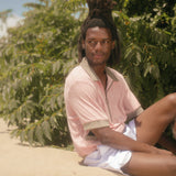 pink cotton terry cloth cabana shirt for whimsical fun and nostalgia at the beach