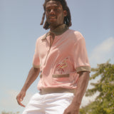 organic terry cloth cabana shirt in pink perfect for beach escapes or outdoor adventures
