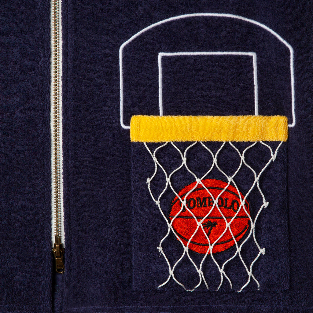 close up of basketball embroidery