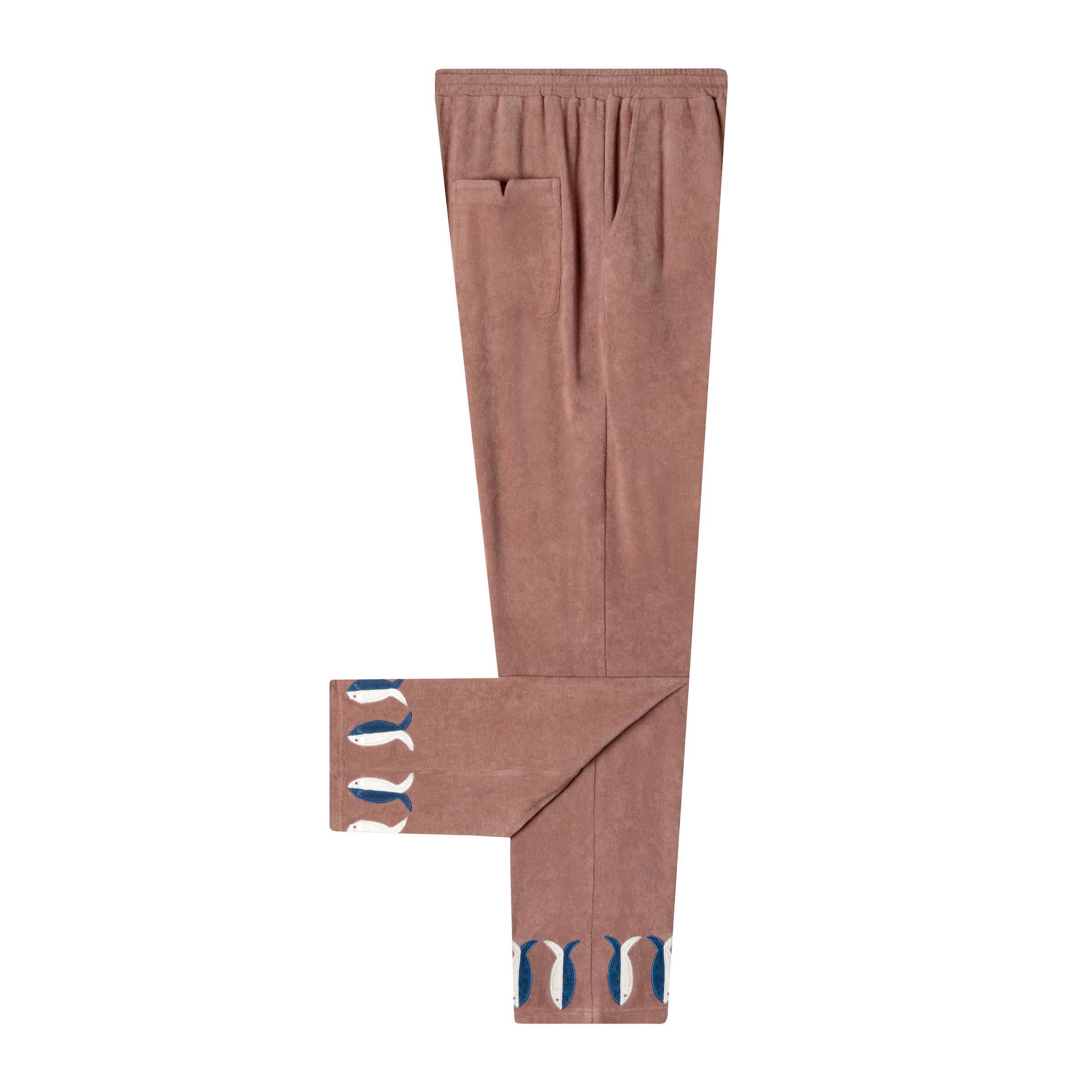 Side view lay flat with right leg folded over