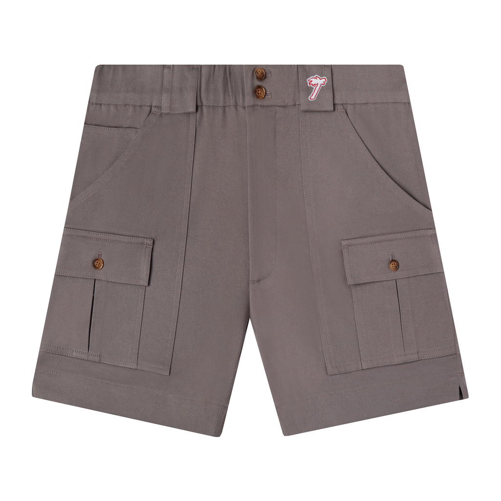 front view of grey shorts