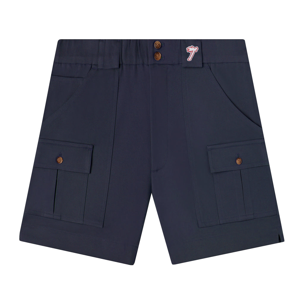 front view of navy shorts