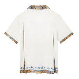 Pleated back angle of Tombolo x Alexis Zambrano shirt