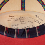 Inside of hat showing mock signatures from the likes such as Ronald Regan