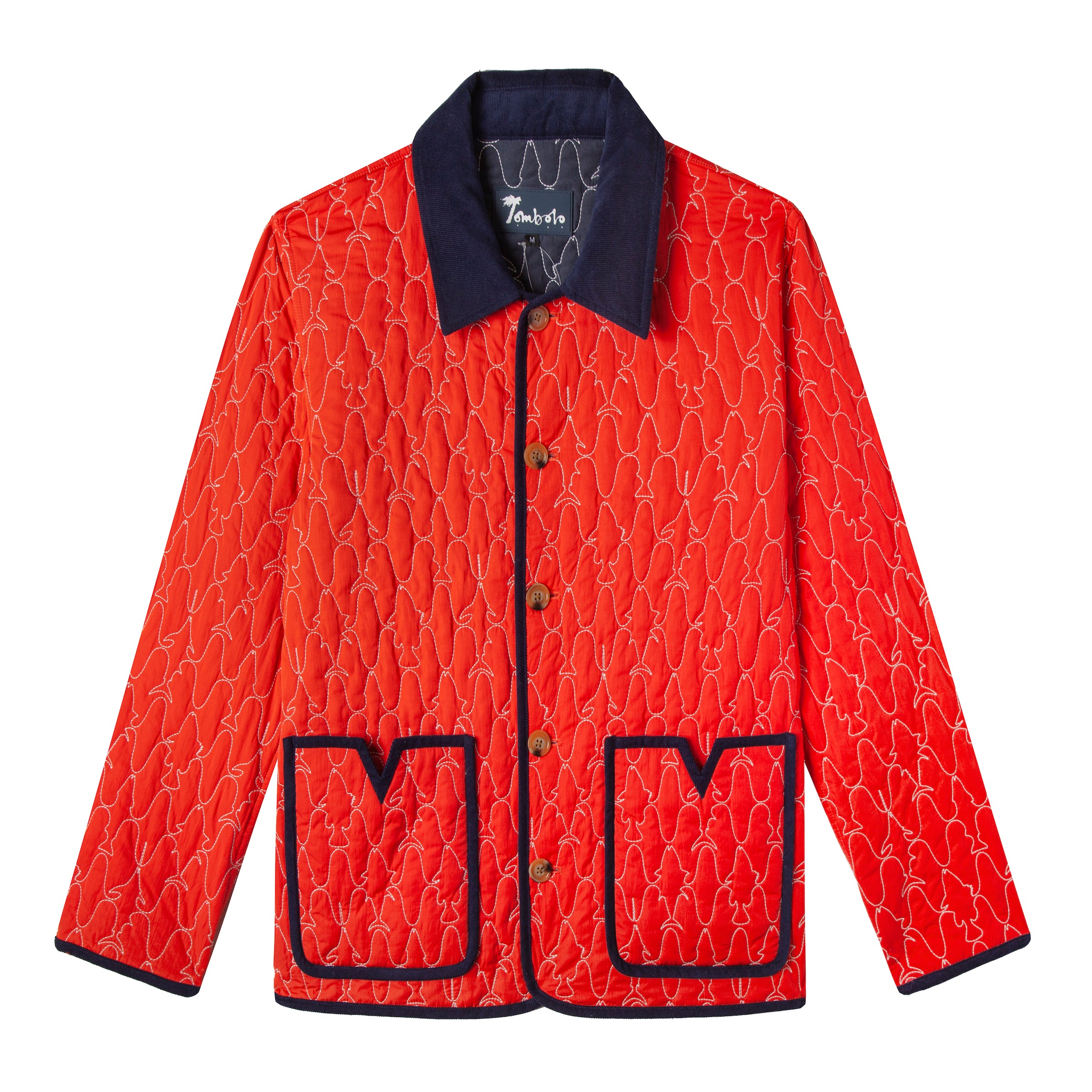 Red quilted jacket