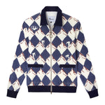 Front lay flat product photo of black diamond cabana with navy detailing and ring zipper