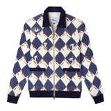 Front lay flat product photo of black diamond cabana with navy detailing and ring zipper