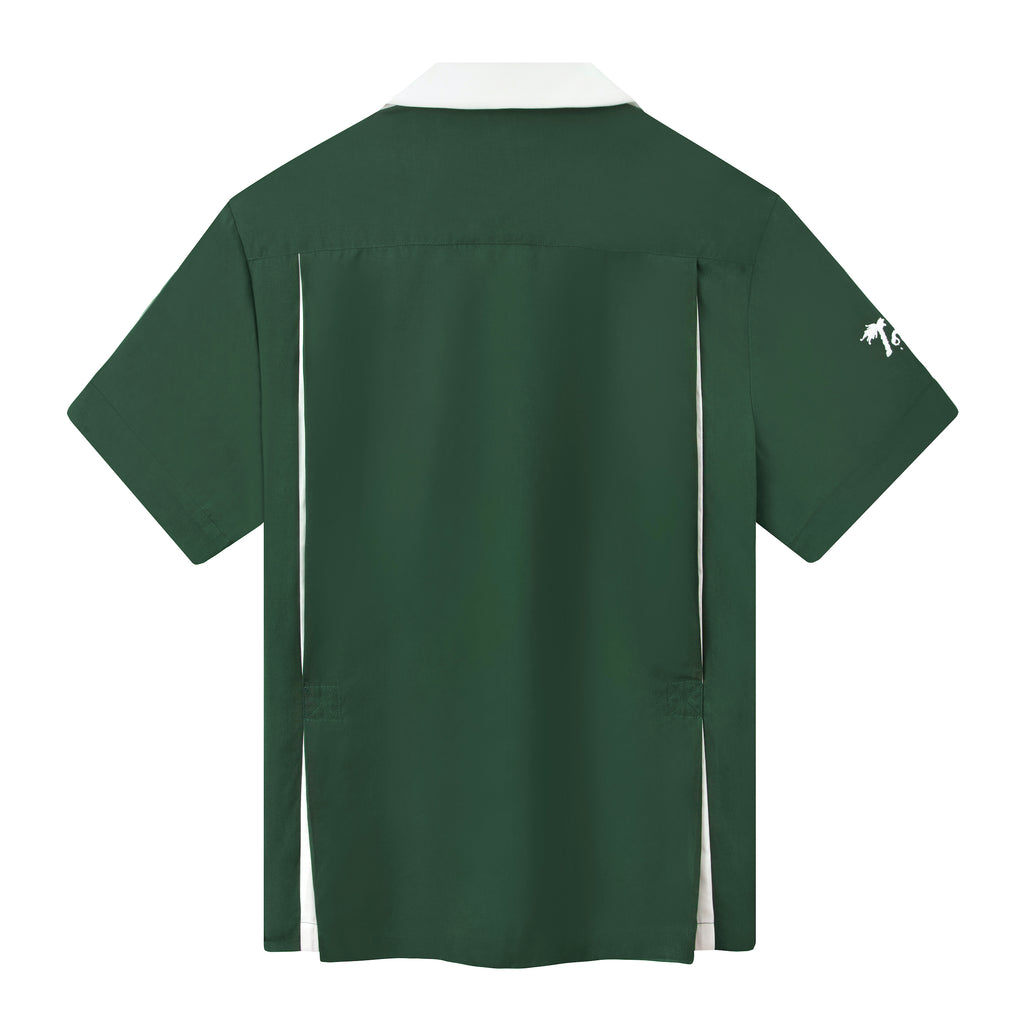 Back view of DSNY shirt with white pleats on either side