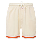 Another front view of the shorts with striping at the leg openings