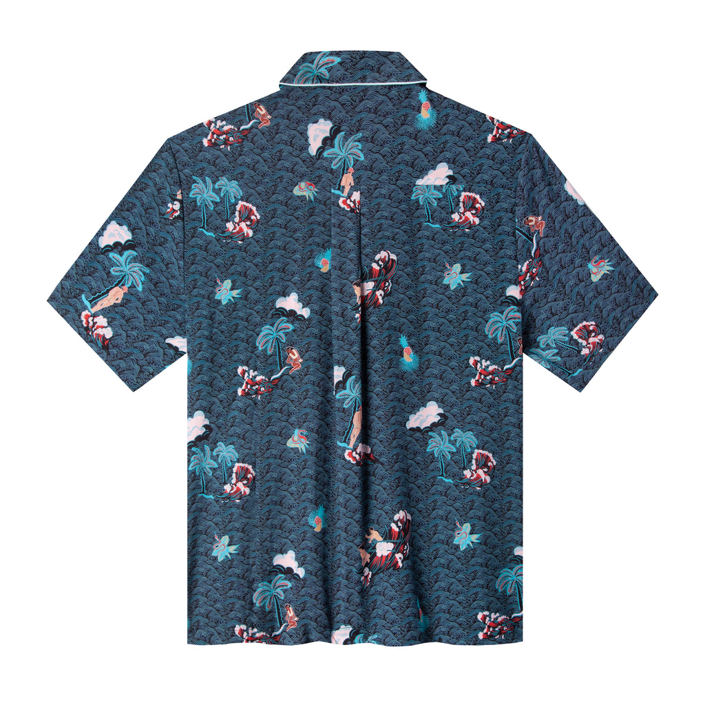 Playa of Eden (Navy) (Short-Sleeve) - Hawaiian Shirt – Tombolo Company