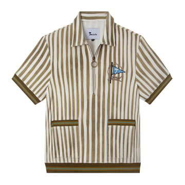 ‘Striper’ Cabana Shirt (Green) (Terrycloth) – Tombolo Company