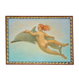 Image of the commissioned Le Sirenuse by Paolo Sandulli painting of a nude redhead swimming alongside a dolphin
