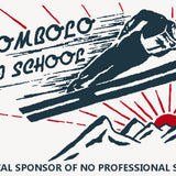 Digital rendering of tombolo ski school official sponsor of no professional skiers tag